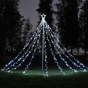 12 Ft Waterfall Cone Tree Light with 362 LED Star 9 Strings Christmas Cold White - Trend Times Toy Stores