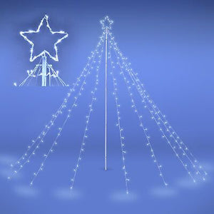 12 Ft Waterfall Cone Tree Light with 362 LED Star 9 Strings Christmas Cold White - Trend Times Toy Stores