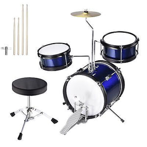 12" Junior Kids Drum Set w/ 4 Drums Bass Tom Drumsticks Cymbal Throne Stool Kit - Trend Times Toy Stores