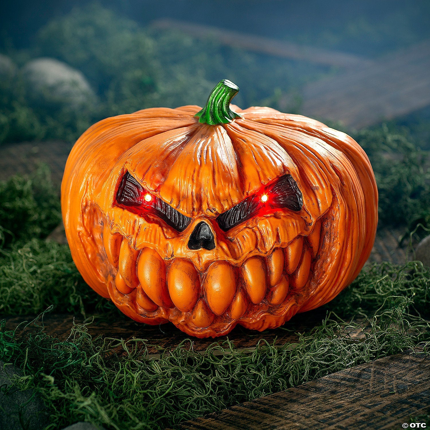 12" Light-Up Scary Plastic Pumpkin with Sound Halloween Decoration - Trend Times Toy Stores