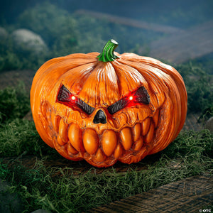 12" Light-Up Scary Plastic Pumpkin with Sound Halloween Decoration - Trend Times Toy Stores