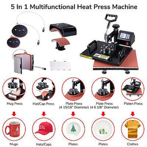 12"x15" Heat Press Machine 5in1 Multifunction Sublimation Heat Press Printer - Trend Times Toy Stores
