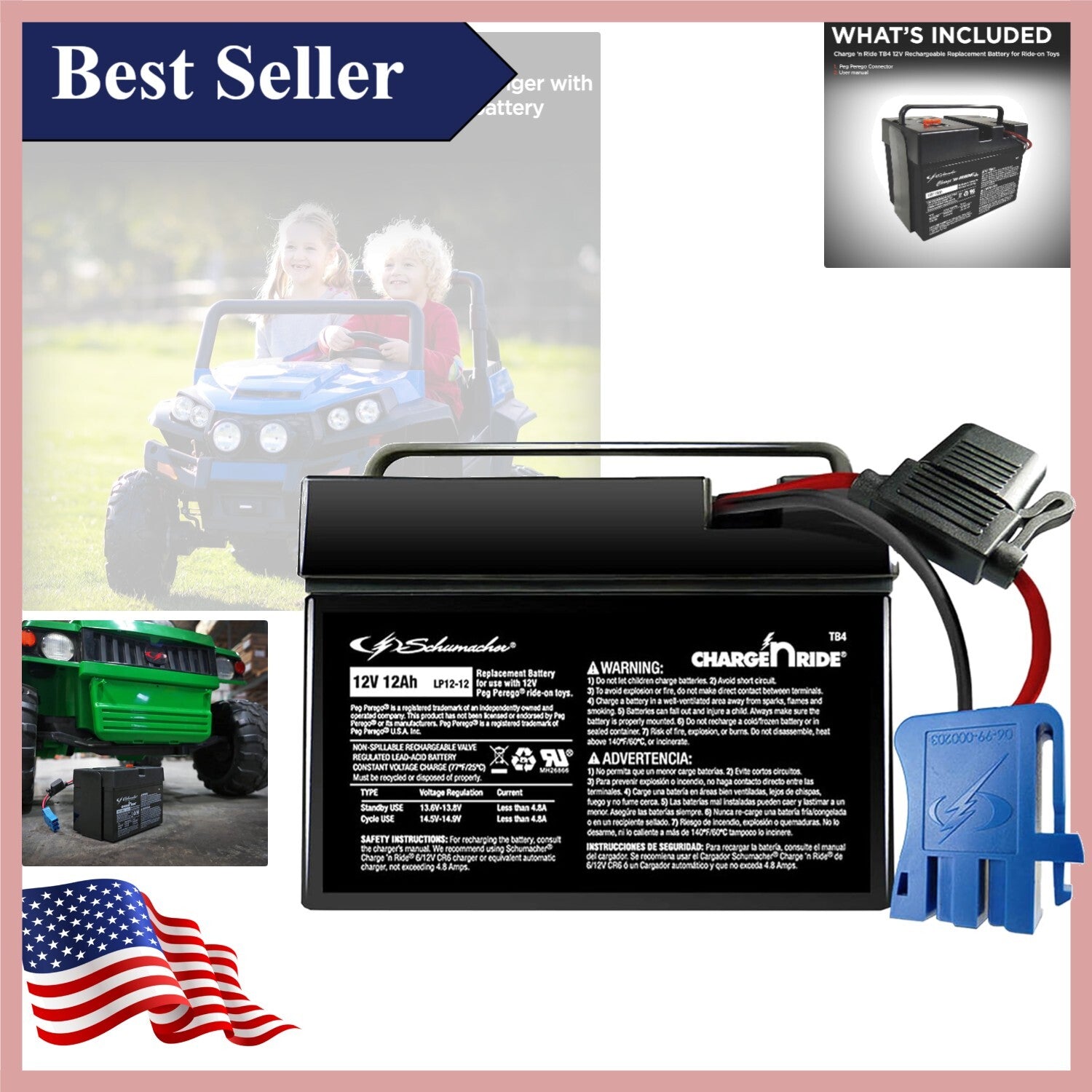 12Ah Rechargeable Battery for Peg Perego Ride-On Toys with Quick Installation Trend Times 0
