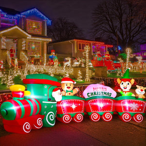 12ft Christmas Inflatable Train Featuring Santa Claus, Reindeer, and Gingerbread Man Trend Times 2
