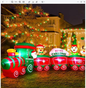 12ft Christmas Inflatable Train Featuring Santa Claus, Reindeer, and Gingerbread Man Trend Times 6
