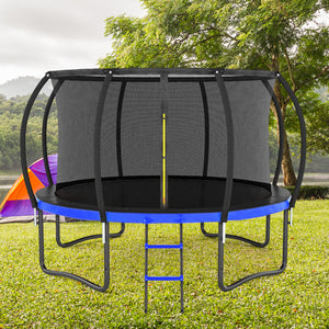 12FT Outdoor Trampoline with Inner Safety Enclosure Net, Ladder, PVC Spring Cover Trend Times 1