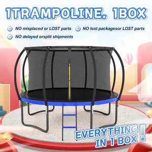 12FT Outdoor Trampoline with Inner Safety Enclosure Net, Ladder, PVC Spring Cover Trend Times 4