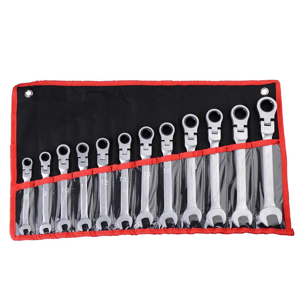 12pcs 8-19mm Metric Flexible Head Ratcheting Wrench 72 Teeth Spanner Tool w/ Bag Type 1 - Trend Times Toy Stores