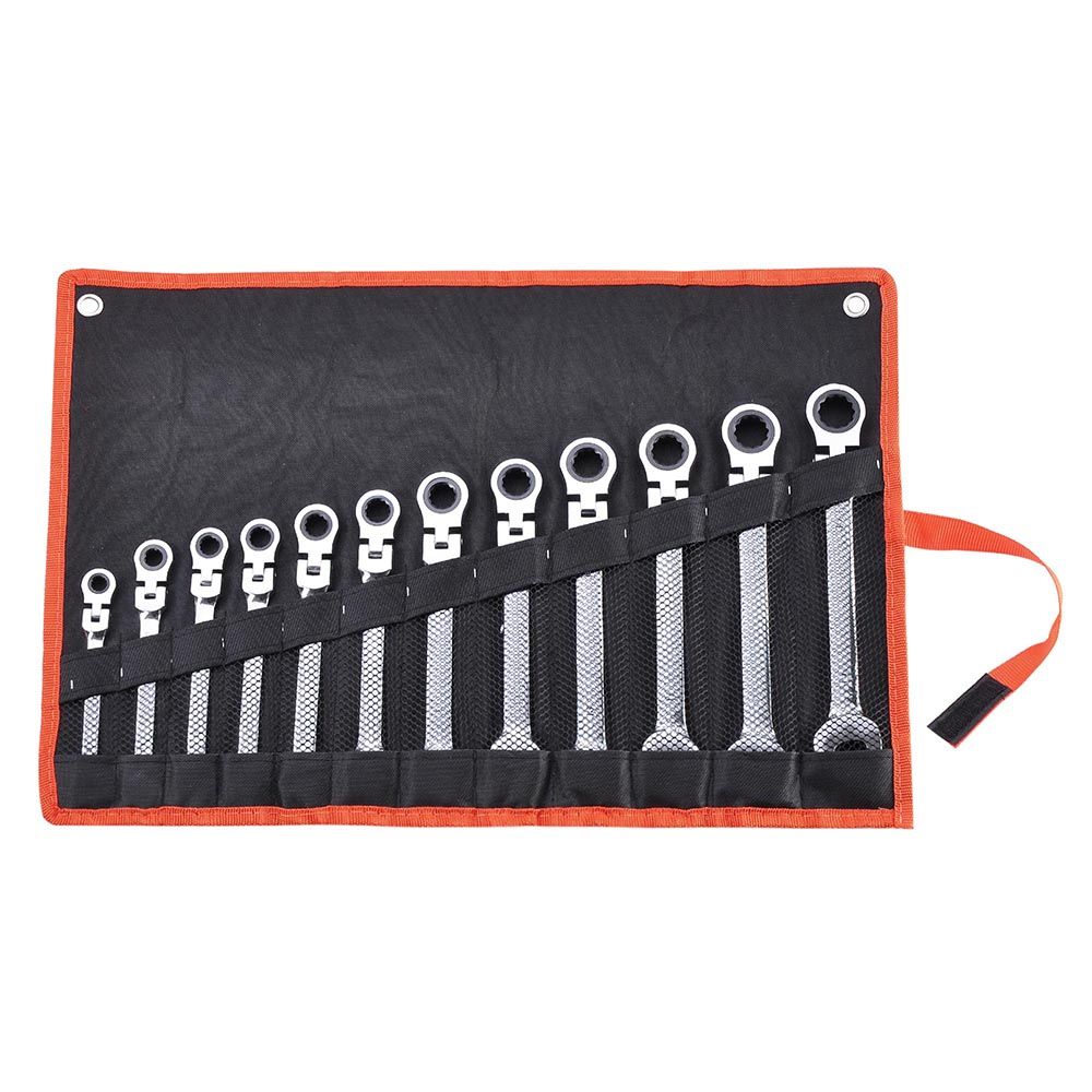 12pcs 8-19mm Metric Flexible Head Ratcheting Wrench 72 Teeth Spanner Tool w/ Bag Type 2 - Trend Times Toy Stores