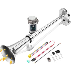 12V 150dB 18-Inch Chrome Zinc Single Trumpet Truck Air Horn Trend Times 0