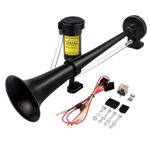 12V 150dB Single Trumpet Air Horn for Cars and Trucks, 18-Inch Chrome Zinc Finish Trend Times 0