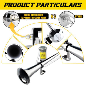 12V 150dB Single Trumpet Car and Truck Air Horn, 18-Inch Chrome Zinc Finish Trend Times 1