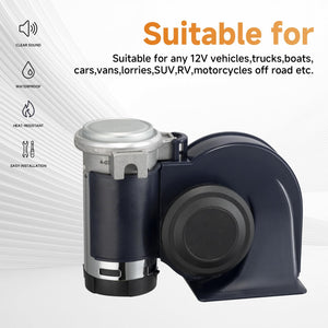 12V 150DB Loud Blue Train Air Horn Kit with Wire for Car and Truck Trend Times 5