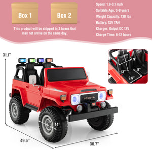 12V 2-Seater Battery Powered Ride-On Car with 3-Point Seat Belts and Doors Red Trend Times 1