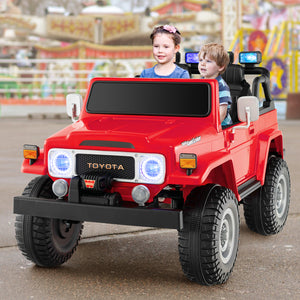 12V 2-Seater Battery Powered Ride-On Car with 3-Point Seat Belts and Doors Red Trend Times 2