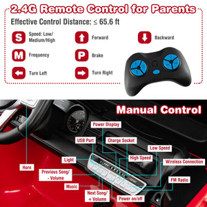 12V 2-Seater Battery Powered Ride-On Car with 3-Point Seat Belts and Doors Red Trend Times 3