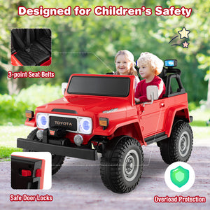 12V 2-Seater Battery Powered Ride-On Car with 3-Point Seat Belts and Doors Red Trend Times 4