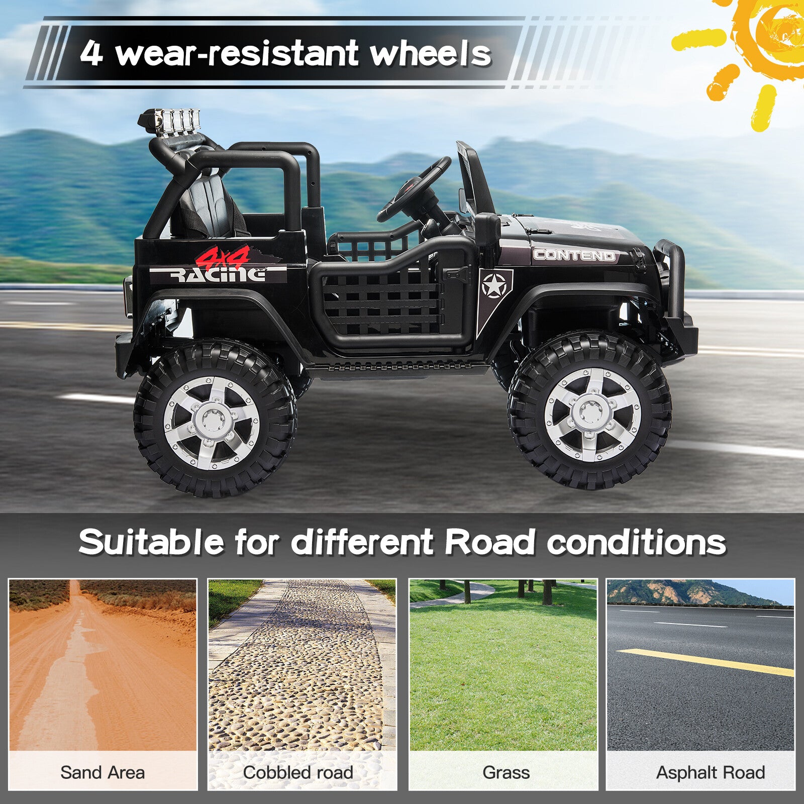 12V Electric 2-Seater Kids Ride-On Jeep Truck with Remote Control Trend Times 1