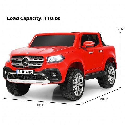 12V 2-Seater Kids Ride-On Car Licensed Mercedes-Benz X-Class RC with Trunk Red Trend Times 1