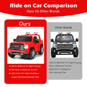 12V 2-Seater Licensed GMC Kids Electric Ride-On Truck with Remote Control and Storage Box, Red Trend Times 10