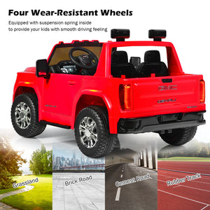 12V 2-Seater Licensed GMC Kids Electric Ride-On Truck with Remote Control and Storage Box, Red Trend Times 6