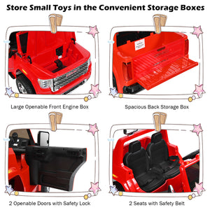 12V 2-Seater Licensed GMC Kids Electric Ride-On Truck with Remote Control and Storage Box, Red Trend Times 9