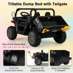 12V 2-Seater Electric Ride-On UTV Dump Truck with Remote Control and Dump Bed Trend Times 2