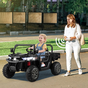 12V 2-Seater Electric Ride-On UTV Dump Truck with Remote Control, Dump Bed, and Shovel - Black Trend Times 3