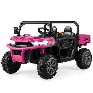 12V 2-Seater Electric Ride-On UTV Dump Truck with Remote Control, Dump Bed, and Shovel – Pink Trend Times 10