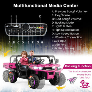 12V 2-Seater Electric Ride-On UTV Dump Truck with Remote Control, Dump Bed, and Shovel - Pink Trend Times 6
