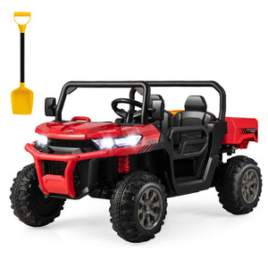 12V 2-Seater Electric Ride-On UTV Dump Truck with Remote Control, Dump Bed, and Shovel - Red Trend Times 0