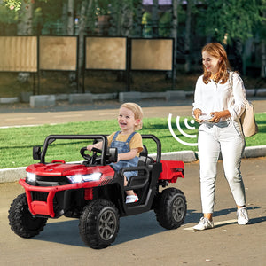 12V 2-Seater Electric Ride-On UTV Dump Truck with Remote Control, Dump Bed, and Shovel - Red Trend Times 3