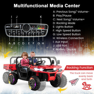 12V 2-Seater Electric Ride-On UTV Dump Truck with Remote Control, Dump Bed, and Shovel - Red Trend Times 8