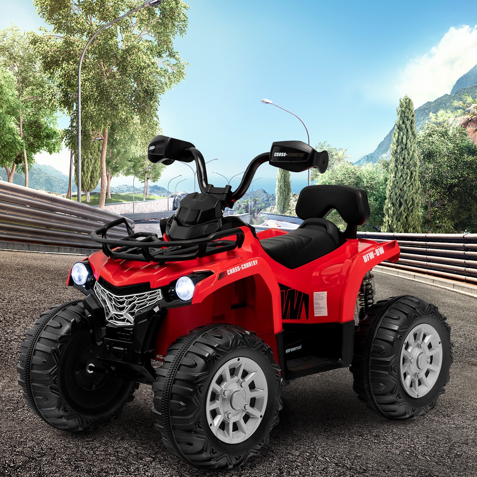 12V Electric Kids Ride-On ATV 4 Wheeler Quad with 2 Speeds MP3 and Headlights Red Trend Times 0