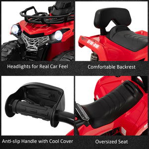 12V Electric Kids Ride-On ATV 4 Wheeler Quad with 2 Speeds MP3 and Headlights Red Trend Times 7