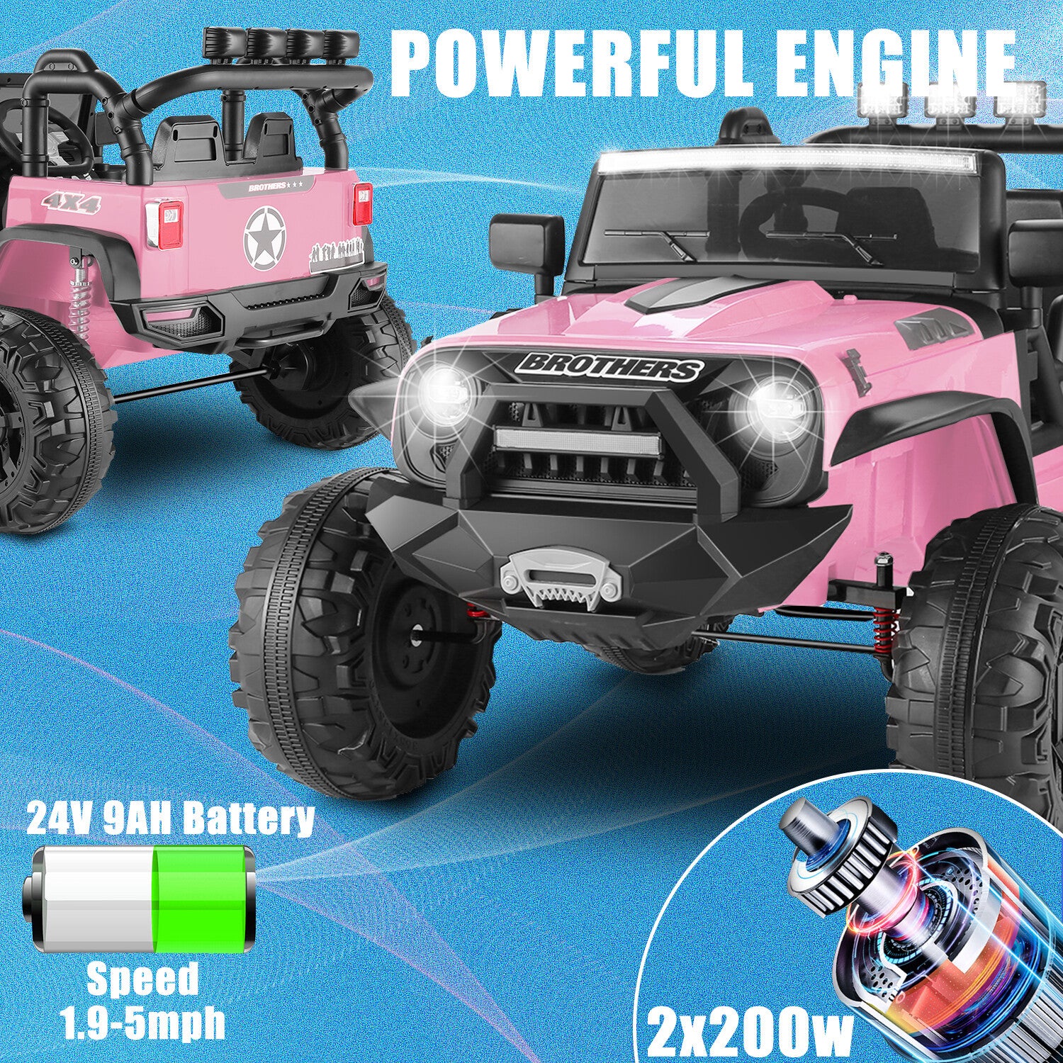 12V/24V Electric Ride-On Truck for Kids with Remote Control and 2 Seats Trend Times 1