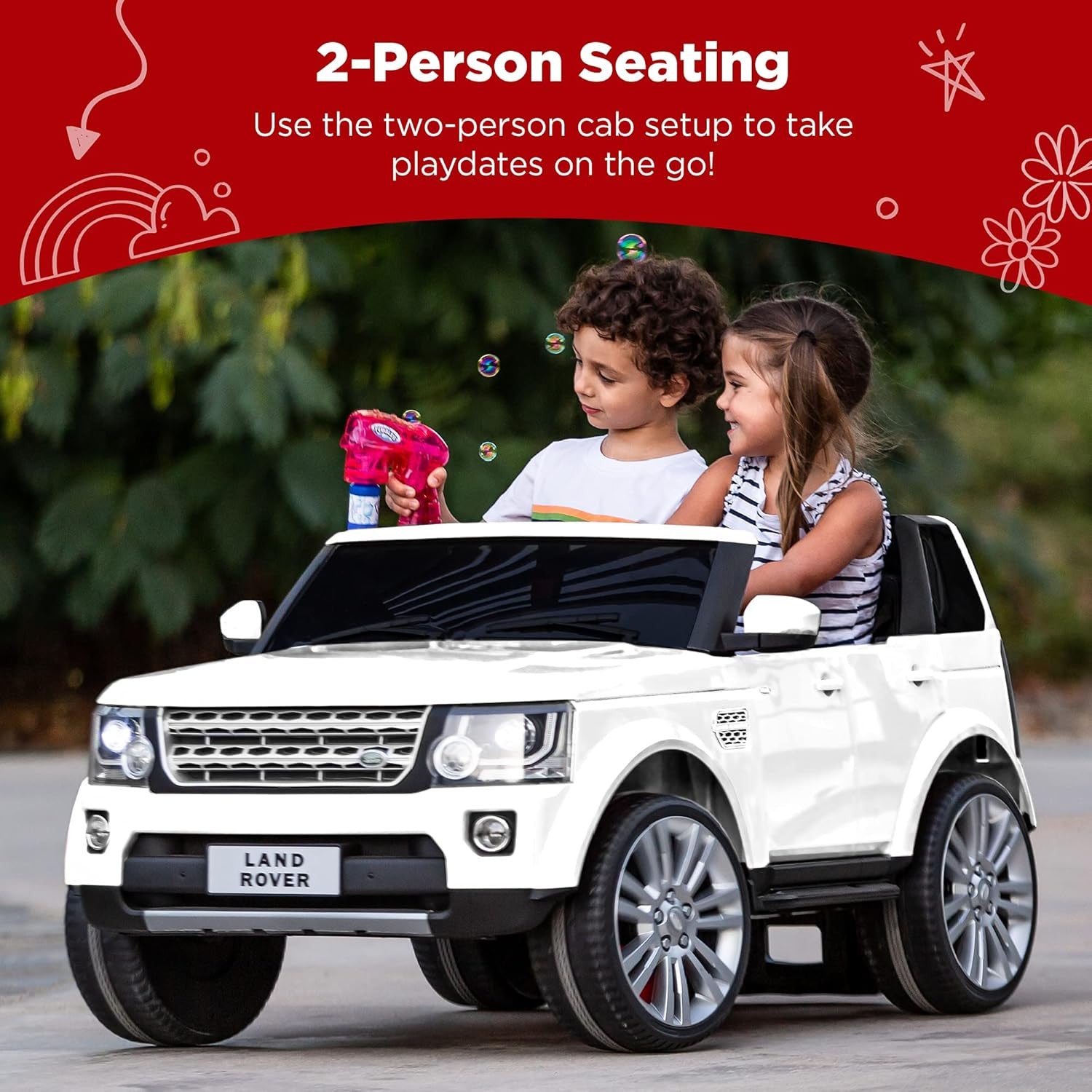 12V 3.7 MPH 2-Seater Licensed Land Rover Ride-On Car Toy with Parent Remote Control Trend Times 1