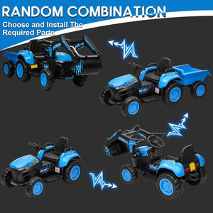 12V 3-in-1 Kids Electric Ride-On Excavator with Detachable Trailer Trend Times 12