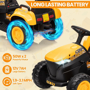 12V 3-in-1 Kids Electric Ride-On Excavator Bulldozer Tractor with Remote and Trailer Trend Times 10