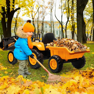 12V 3-in-1 Kids Electric Ride-On Excavator Bulldozer Tractor with Remote and Trailer Trend Times 14