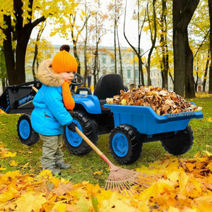12V 3-in-1 Kids Electric Ride-On Excavator Bulldozer Tractor with Remote and Trailer Trend Times 18
