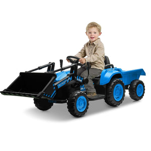 12V 3-in-1 Kids Electric Ride-On Excavator Bulldozer Tractor with Remote and Trailer Trend Times 21
