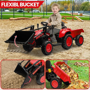 12V 3-in-1 Kids Electric Ride-On Excavator Bulldozer Tractor with Remote and Trailer Trend Times 27