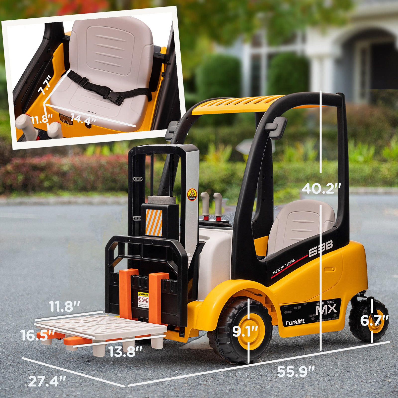 12V Kids Ride-On Forklift Car with 360° Rotation, Tent, and Liftable Fork Trend Times 1