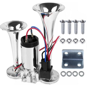 12V 600DB Super Loud Dual Trumpet Electric Air Horn Kit for Trucks Trend Times Variant 0