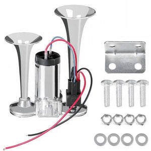 12V 600DB Silver Dual Electric Air Horn Kit for Cars and Trucks with Compressor Trend Times 0