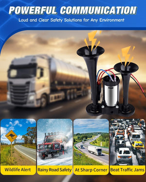 12V 600DB Super Loud Dual Electric Air Horns for Car and Truck Trend Times 4
