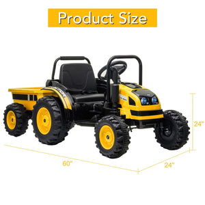 12V 7AH Kids Ride-On Tractor with Trailer, Remote Control, LED Lights, Music, and Suspension Trend Times 1