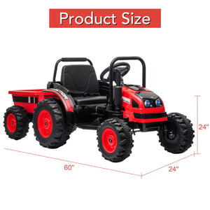 12V 7AH Kids Ride-On Tractor with Trailer, Remote Control, LED Lights, Music, and Suspension Trend Times 20