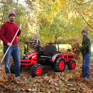 12V 7AH Kids Ride-On Tractor with Trailer, Remote Control, LED Lights, Music, and Suspension Trend Times 23